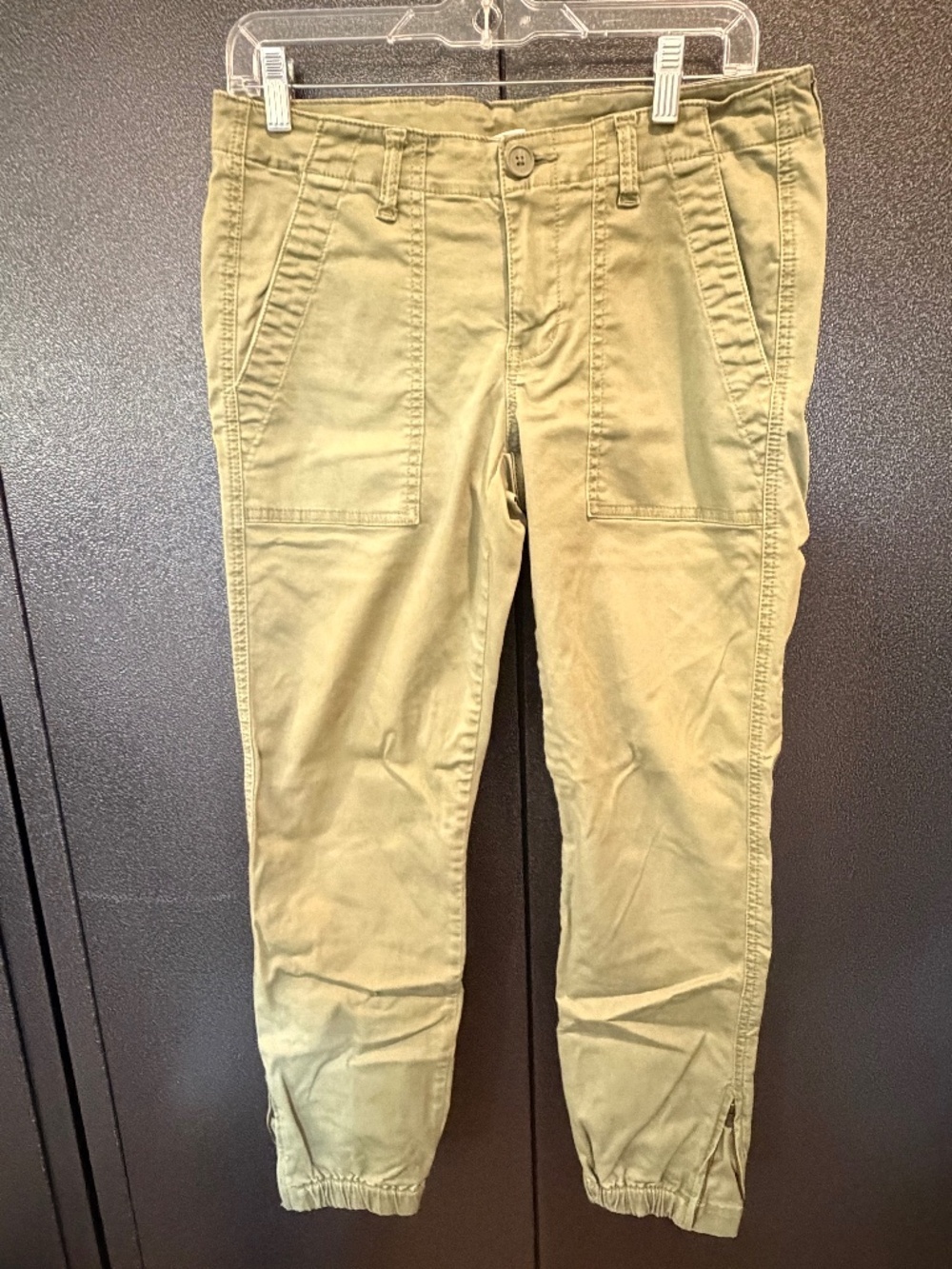 Cabi Traveler Pants Size 4 Olive Green Utility Jogger Ankle Zip